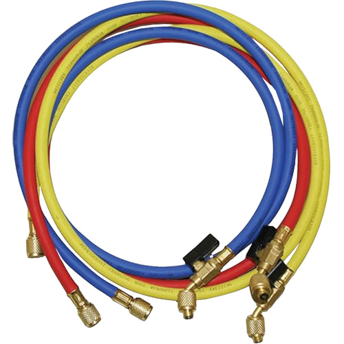 Tuyaux de charge de r&eacute;frig&eacute;rant avec robinet &agrave; boisseau et raccords SAE 1/4" Superchem Industries