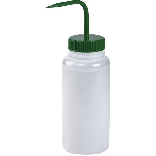 Wide-Mouth Polyethylene Wash Bottle with Green Polypropylene Cap Superchem Industries