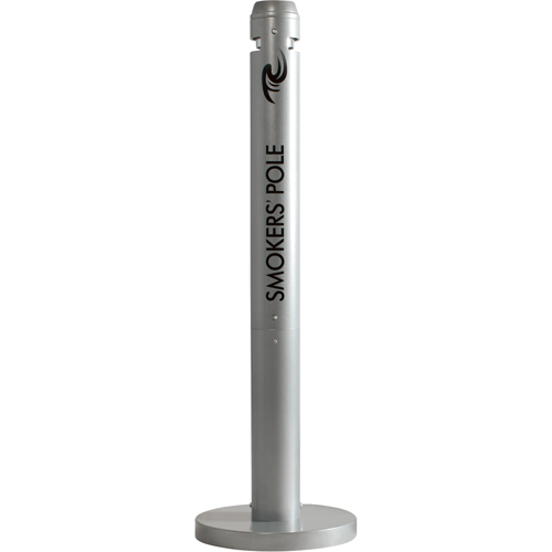 Smokers' Pole Cigarette Receptacle, Free-Standing, Aluminum, 41" Height Superchem Industries