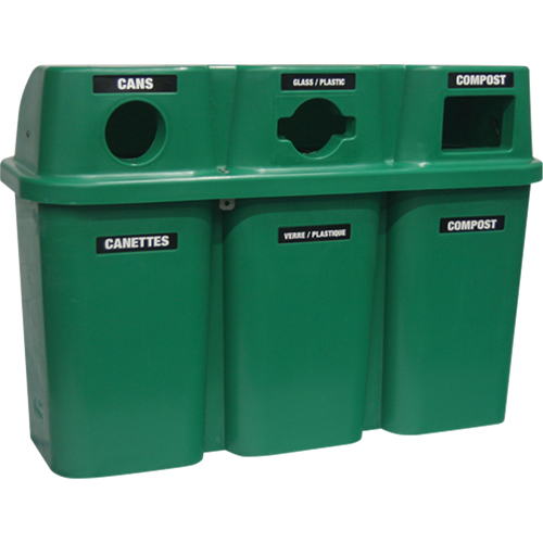 Contenants de recyclage Bullseye, Bord de rue, Plastique, 3 x 22 gal. US Superchem Industries