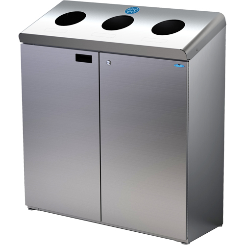 Floor Standing Recycling Station, Bulk, Stainless Steel, 42 gal. Superchem Industries