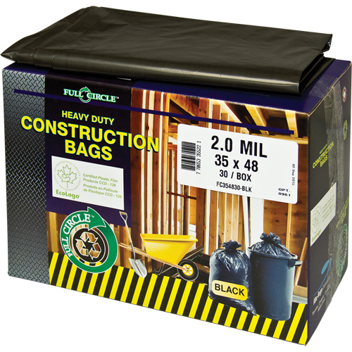 Sacs pour d&eacute;chets pour entrepreneurs, Fort, 30" la x 48" lo, 2 mils, Noir, Capacit&eacute; 121,13 L (32 gal.) Superchem Industries