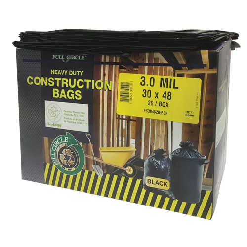 Contractor Liners, Strong, 30" W x 48" L, 3 mils, Black, 113.56 L (30 Gal.) Capacity Superchem Industries