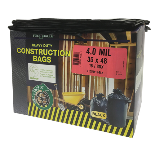 Sacs pour d&eacute;chets pour entrepreneurs, Fort, 35" la x 48" lo, 4 mils, Noir, Capacit&eacute; 166,55 L (44 gal.) Superchem Industries
