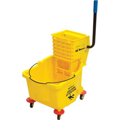 Mop Bucket and Wringer, Side Press, 9.5 US Gal.(38 Quart), Yellow Superchem Industries