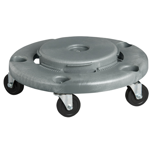 Waste Container Dolly, Polyethylene, Grey, Fits: 24" Dia. Superchem Industries