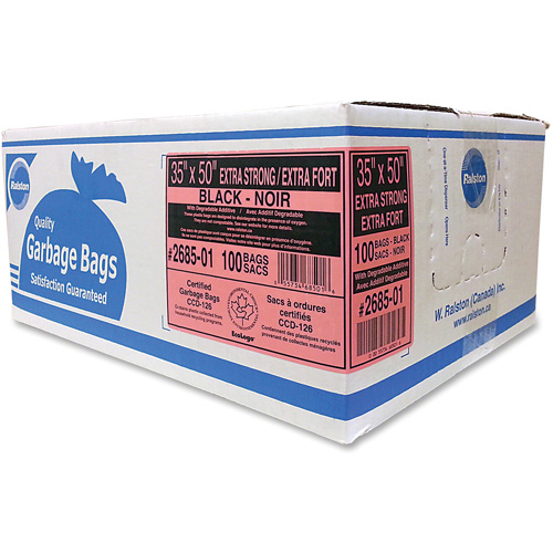 Sacs &agrave; d&eacute;chets de calibre industriel, T-Fort, 50" la x 35" lo, 1,17 mil, Noir Superchem Industries