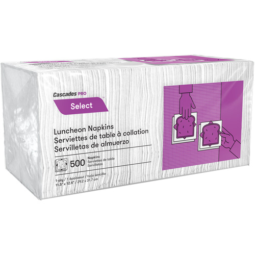 Serviettes de table &agrave; pli 1/4 Pro Select, 1 pli, 12,5" x 11,5" Superchem Industries