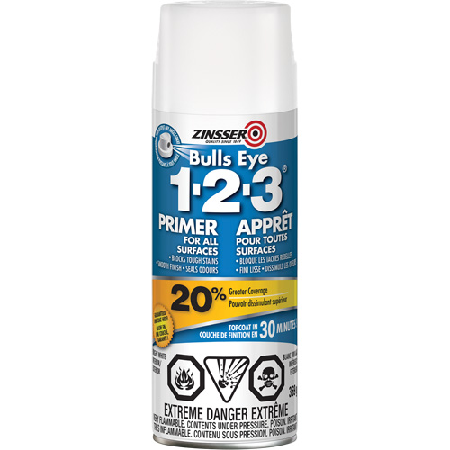 Appr&ecirc;t &agrave; base d'eau Bulls Eye 1-2-3, Canette a&eacute;rosol, Blanc Superchem Industries