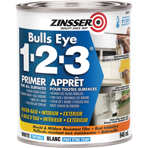 Appr&ecirc;t &agrave; base d'eau Bulls Eye 1-2-3, 946 ml, Canette, Blanc Superchem Industries