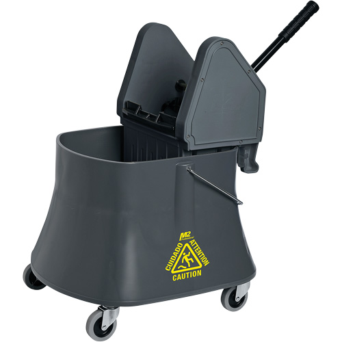 Ensemble de seau pour vadrouille et essoreuse Champ, Pression vers le bas, 10 gal. US (40 pintes), Gris Superchem Industries