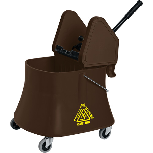 Ensemble de seau pour vadrouille et essoreuse Champ, Pression vers le bas, 10 gal. US (40 pintes), Brun Superchem Industries