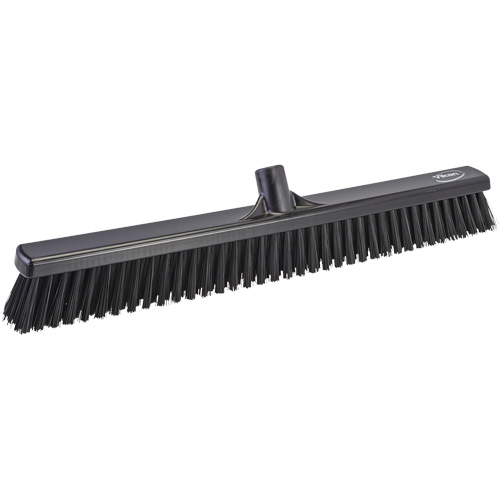 Combo Bristle Push Broom Head, Coarse/Fine Bristles, 24", Polyester, Black Superchem Industries