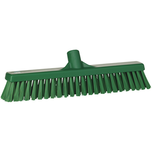 Combo Bristle Push Broom Head, Coarse/Fine Bristles, 16-1/2", Polyester, Green Superchem Industries