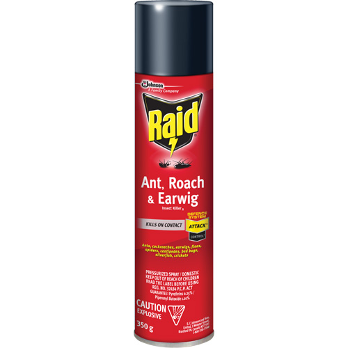 Raid&reg; Ant, Roach & Earwig Insect Killer, 350 g, Solvent Base Superchem Industries