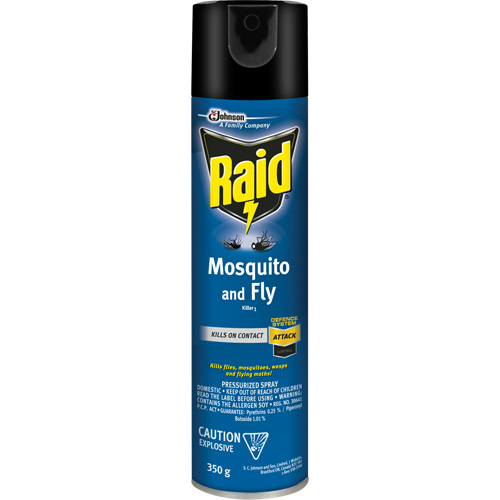 Raid&reg; Mosquito & Fly Killer, 350 g, Solvent Base Superchem Industries