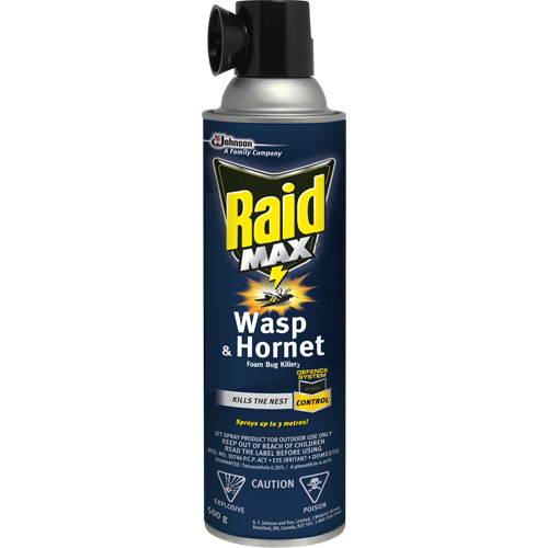 Mousse insecticide contre les gu&ecirc;pes et les frelons Raid Max, 500 g, Canette a&eacute;rosol, &agrave; base de solvant Superchem Industries