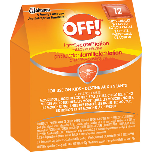 OFF! FamilyCare&reg; Insect Repellent, 7.5% DEET, Lotion, 6 g Superchem Industries