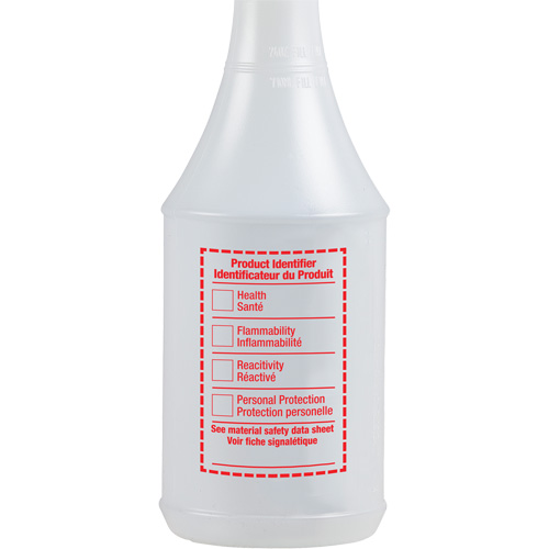 Round Spray Bottle with WHMIS Label, 24 oz. Superchem Industries