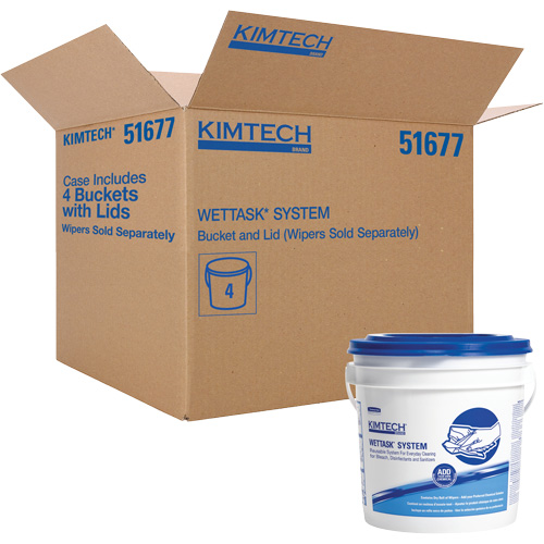 Syst&egrave;me d'essuie-tout en seau avec couvercle WetTask Superchem Industries