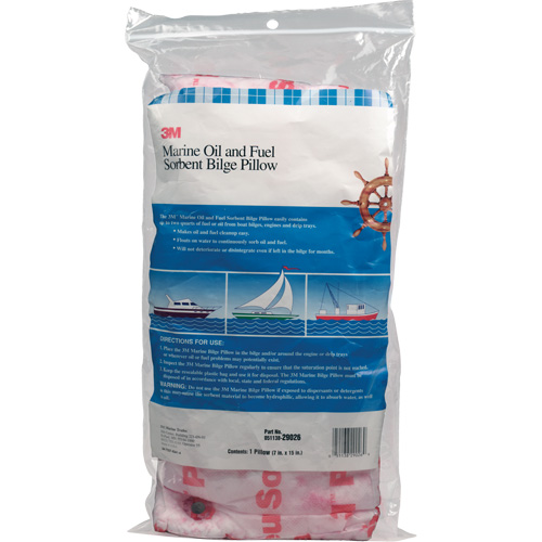 Tampon de fond de cale pour huiles et carburants nautiques, Huile seulement, 15" lo x 7" la, 12,1 gal absorption/pqt Superchem Industries