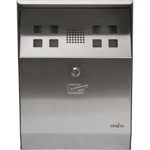 Smoking Receptacle, Wall-Mount, Stainless Steel, 1.6 Litres Capacity, 13-4/5" Height Superchem Industries