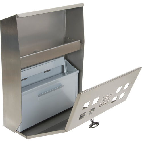 Smoking Receptacle, Wall-Mount, Stainless Steel, 1.6 Litres Capacity, 13-4/5" Height Superchem Industries