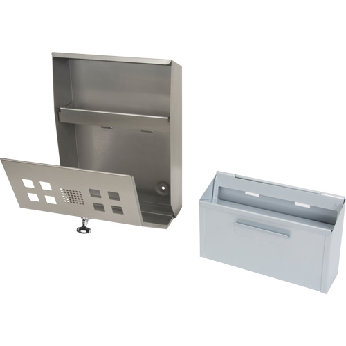 Smoking Receptacle, Wall-Mount, Stainless Steel, 1.6 Litres Capacity, 13-4/5" Height Superchem Industries
