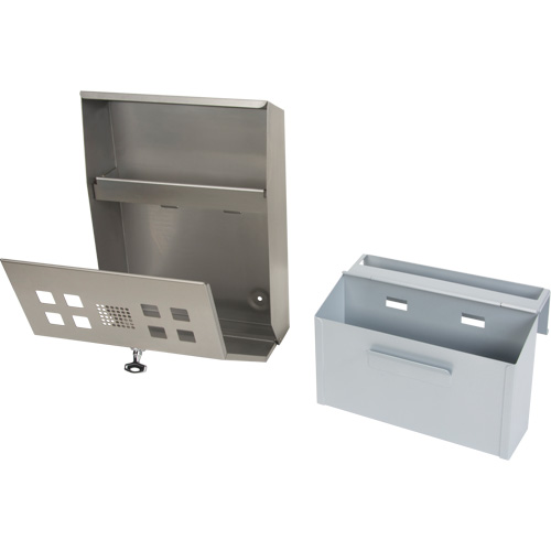 Smoking Receptacle, Wall-Mount, Stainless Steel, 1.6 Litres Capacity, 13-4/5" Height Superchem Industries