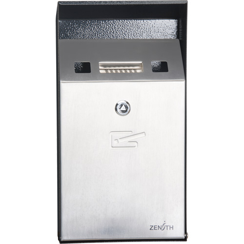 Smoking Receptacle, Wall-Mount, Stainless Steel, 1 Litre Capacity, 11-4/5" Height Superchem Industries