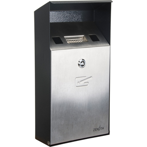 Smoking Receptacle, Wall-Mount, Stainless Steel, 1 Litre Capacity, 11-4/5" Height Superchem Industries