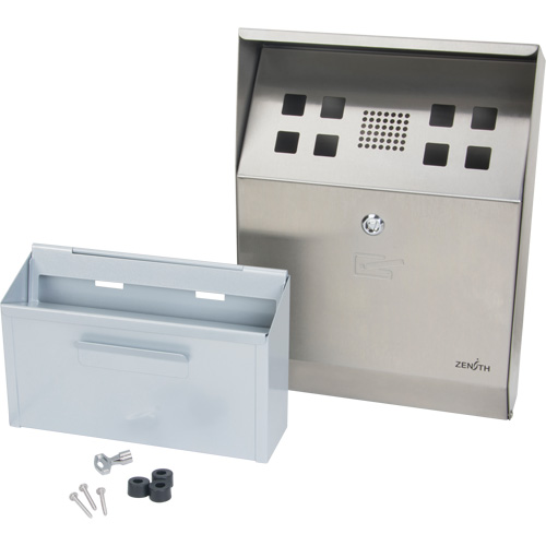 Smoking Receptacle, Wall-Mount, Stainless Steel, 1 Litre Capacity, 11-4/5" Height Superchem Industries