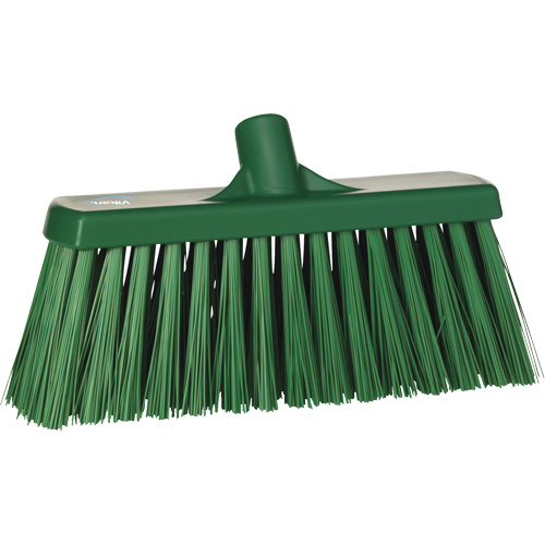 Heavy-Duty Push Broom, Stiff Bristles, 13", Polyester, Green Superchem Industries