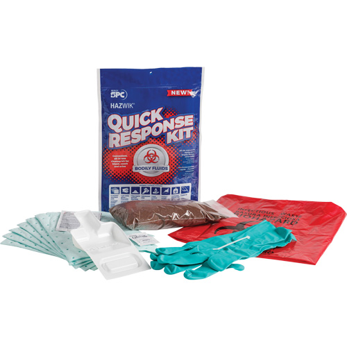 Hazwik&reg; Quick Response Spill Kit for Bodily Fluids, Biohazard, Bag, 0.49 US gal. Absorbancy Superchem Industries