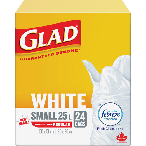 Petits sacs &agrave; ordures 25 L avec Febreze, R&eacute;gulier, 20" la x 20" lo, Blanc Superchem Industries