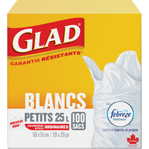 Small 25L Febreze Garbage Bags, Regular, 20" W x 20" L, White Superchem Industries