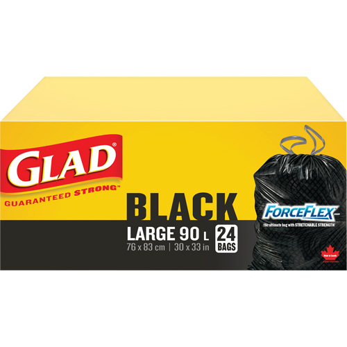 90L Garbage Bags, Regular, 30" W x 33" L, Black Superchem Industries