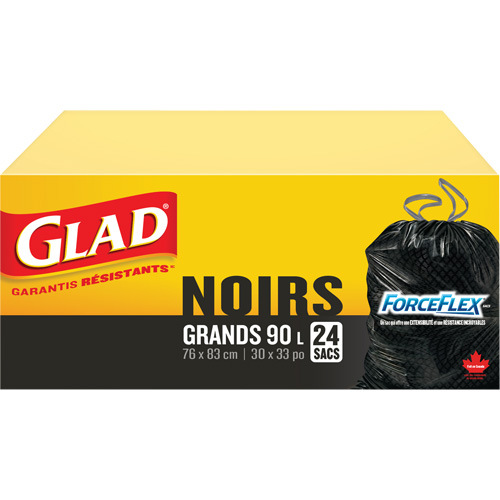 90L Garbage Bags, Regular, 30" W x 33" L, Black Superchem Industries