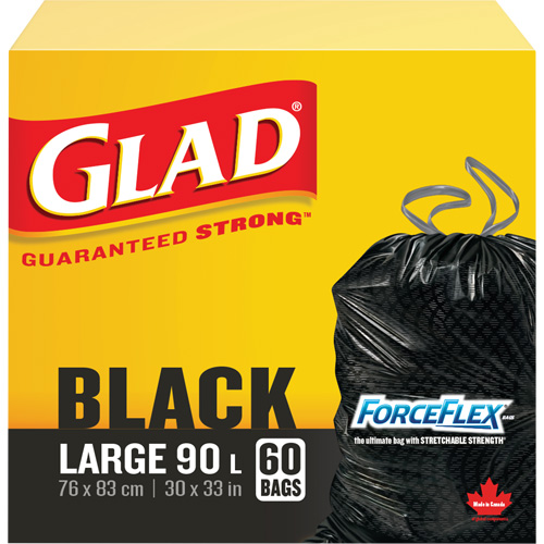 90L Garbage Bags, Regular, 30" W x 33" L, Black Superchem Industries