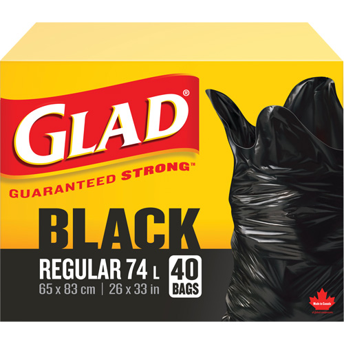Sacs &agrave; ordures 74 L, R&eacute;gulier, 26" la x 33" lo, Noir Superchem Industries