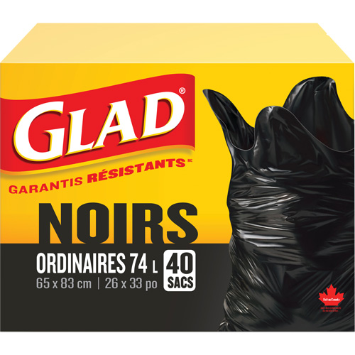Sacs &agrave; ordures 74 L, R&eacute;gulier, 26" la x 33" lo, Noir Superchem Industries