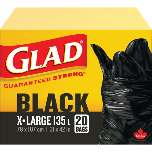 135L Garbage Bags, Regular, 31" W x 42" L, Black Superchem Industries
