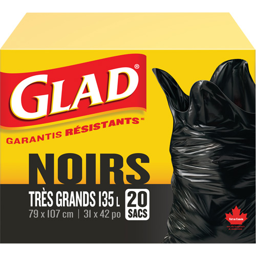 135L Garbage Bags, Regular, 31" W x 42" L, Black Superchem Industries