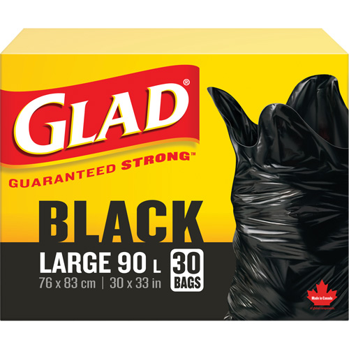 90L Garbage Bags, Regular, 30" W x 33" L, Black Superchem Industries