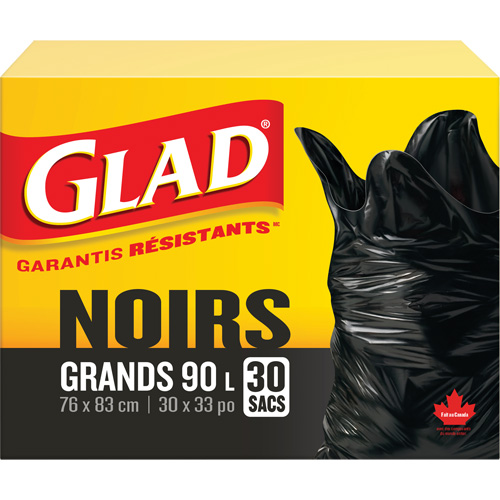 90L Garbage Bags, Regular, 30" W x 33" L, Black Superchem Industries