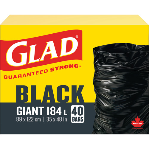 184L Garbage Bags, Regular, 35" W x 48" L, Black Superchem Industries