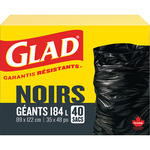 184L Garbage Bags, Regular, 35" W x 48" L, Black Superchem Industries