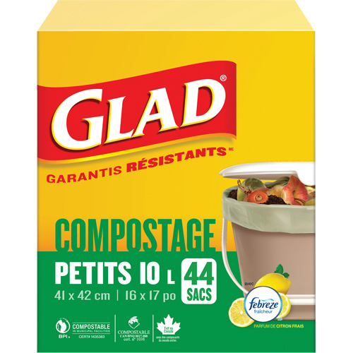 Small Compostable Bags, Regular, 17" L x 16" W, Brown, 10 L (3 Gal.) Capacity Superchem Industries