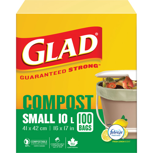 Petits sacs de compostage, R&eacute;gulier, 17" lo x 16" la, Brun, Capacit&eacute; de 10 L (3 gal.) Superchem Industries