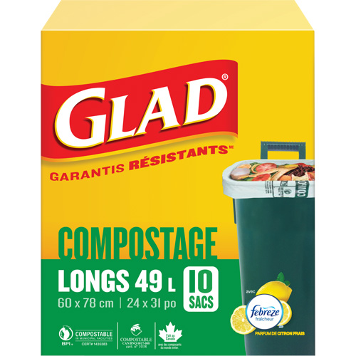 Tall Compostable Bags, Regular, 31" L x 24" W, Brown, 49 L (13 Gal.) Capacity Superchem Industries